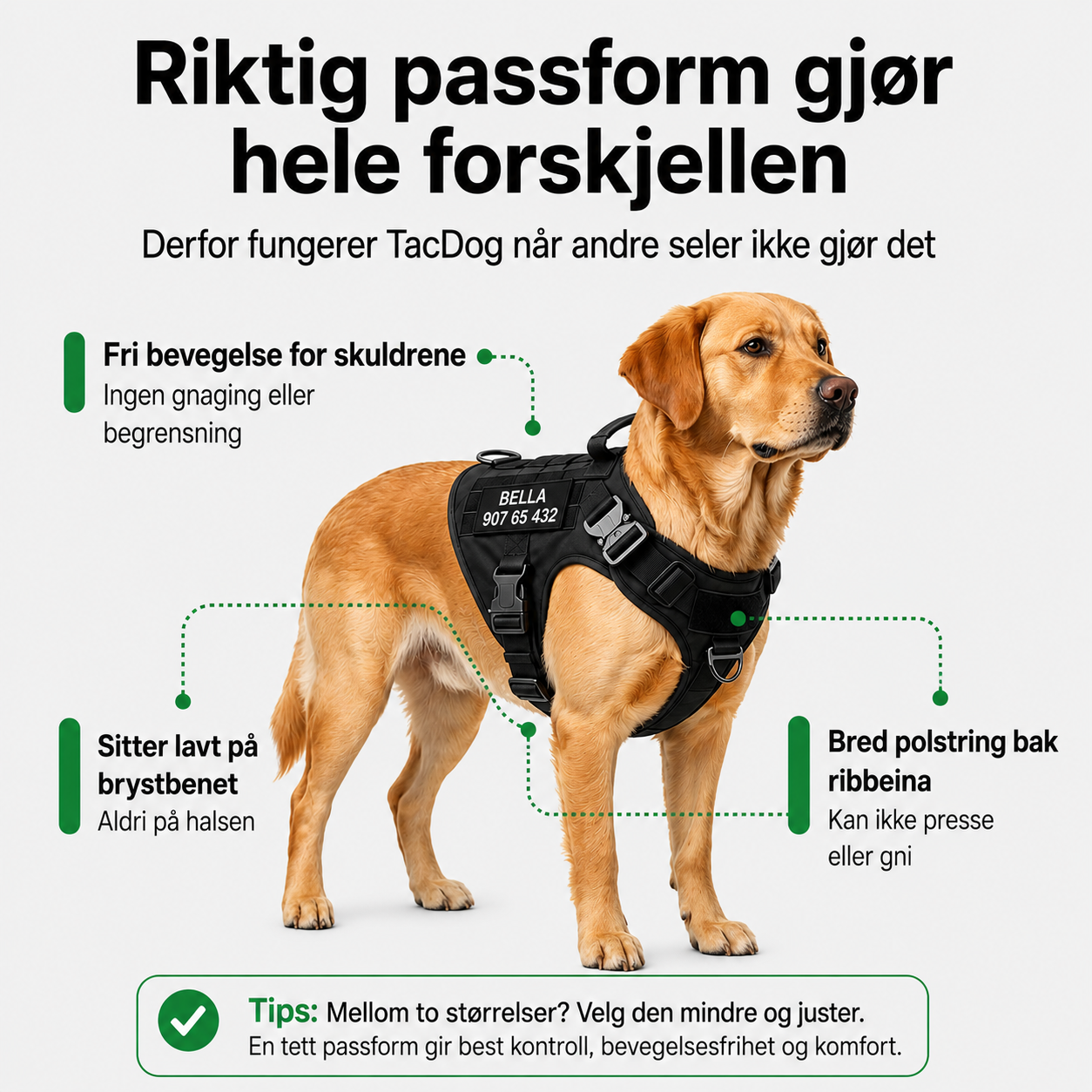TacDogs Anti-trekk & Finn Hjem-sele