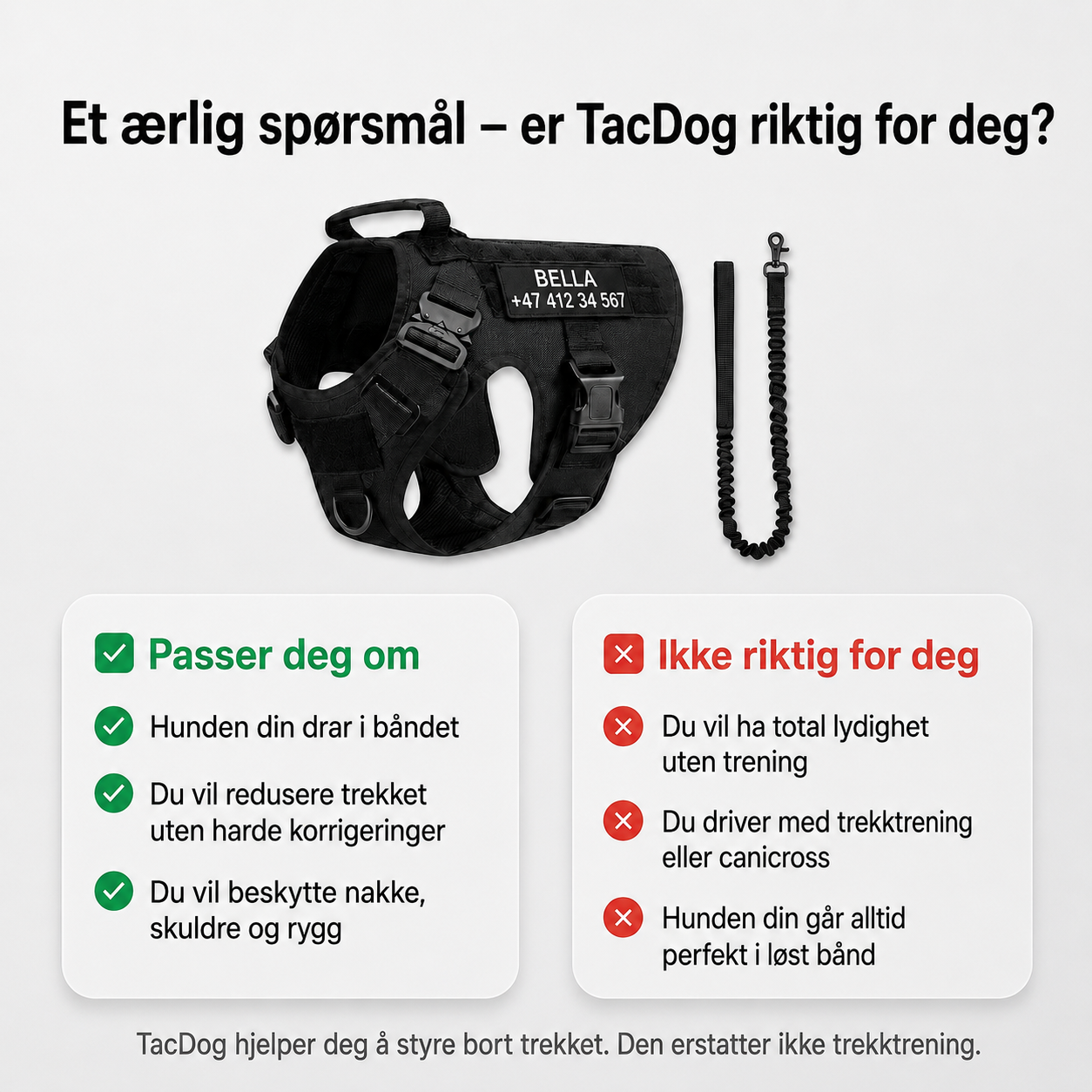 TacDogs Anti-trekk & Finn Hjem-sele