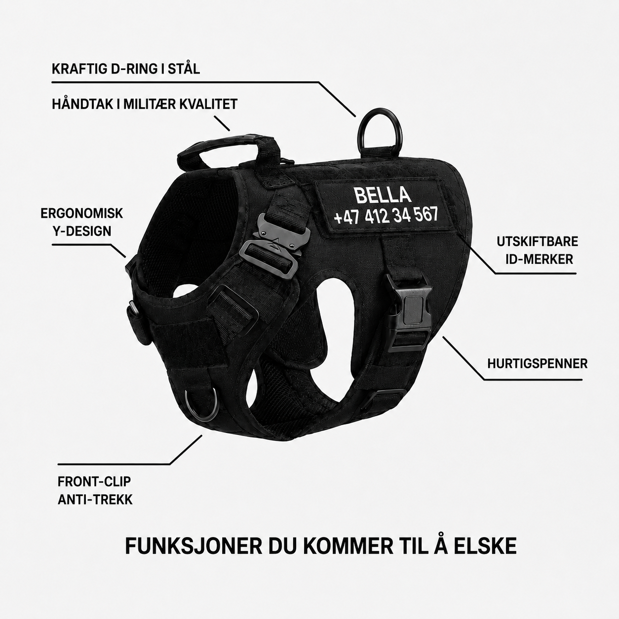 TacDogs Anti-trekk & Finn Hjem-sele